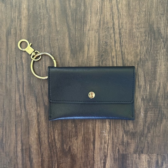 Madewell Black Leather the Keyring pouch